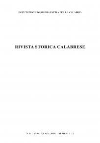 RIVISTA STORICA CALABRESE - 2018 Deputazione di Storia Patria per la Calabria